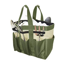 (Army Green) Multi-Pocket Garden Tote Bag with Organizer Pouch, Compact Outdoor Tool Carrier for Planting and Yard Work,Green.