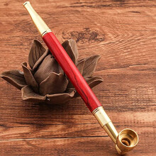 (Red) Classic Wood Smoking Pipe with Tamper Tool and Pouch, 6-Inch Tobacco Accessory Kit, Red.