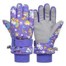 (M) Kids' Purple Ski Gloves - Winter Cold Weather Windproof & Warm Gloves for Skiing/Snowboarding, Unisex for Boys & Girls