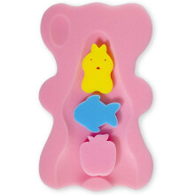 (Pink) Infant Bath Support Cushion with Non-Slip Grip, Antimicrobial Foam Pad for Secure Newborn & Baby Care, Soft Headrest Holder for Sink or Tub, in Blue