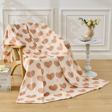 (Khaki) Heart-Shaped Flannel Blanket - Ultra Soft & Cozy Throw Blanket for Home Decoration, 4 Seasons Use, 50x60 Inches, Black and White
