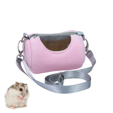 (Pink) Portable Breathable Pet Carrier with Adjustable Strap, for Small Animals Like Hamsters Rats and Sugar Gliders, Gray.