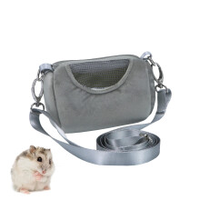 (Gray) Portable Breathable Pet Carrier with Adjustable Strap, for Small Animals Like Hamsters Rats and Sugar Gliders, Gray.