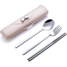 (pink) Portable Reusable Travel Utensil Set - 18/8 Stainless Steel, Dishwasher Safe (Green) | Ideal for School, Picnics & On-the-Go Lunches