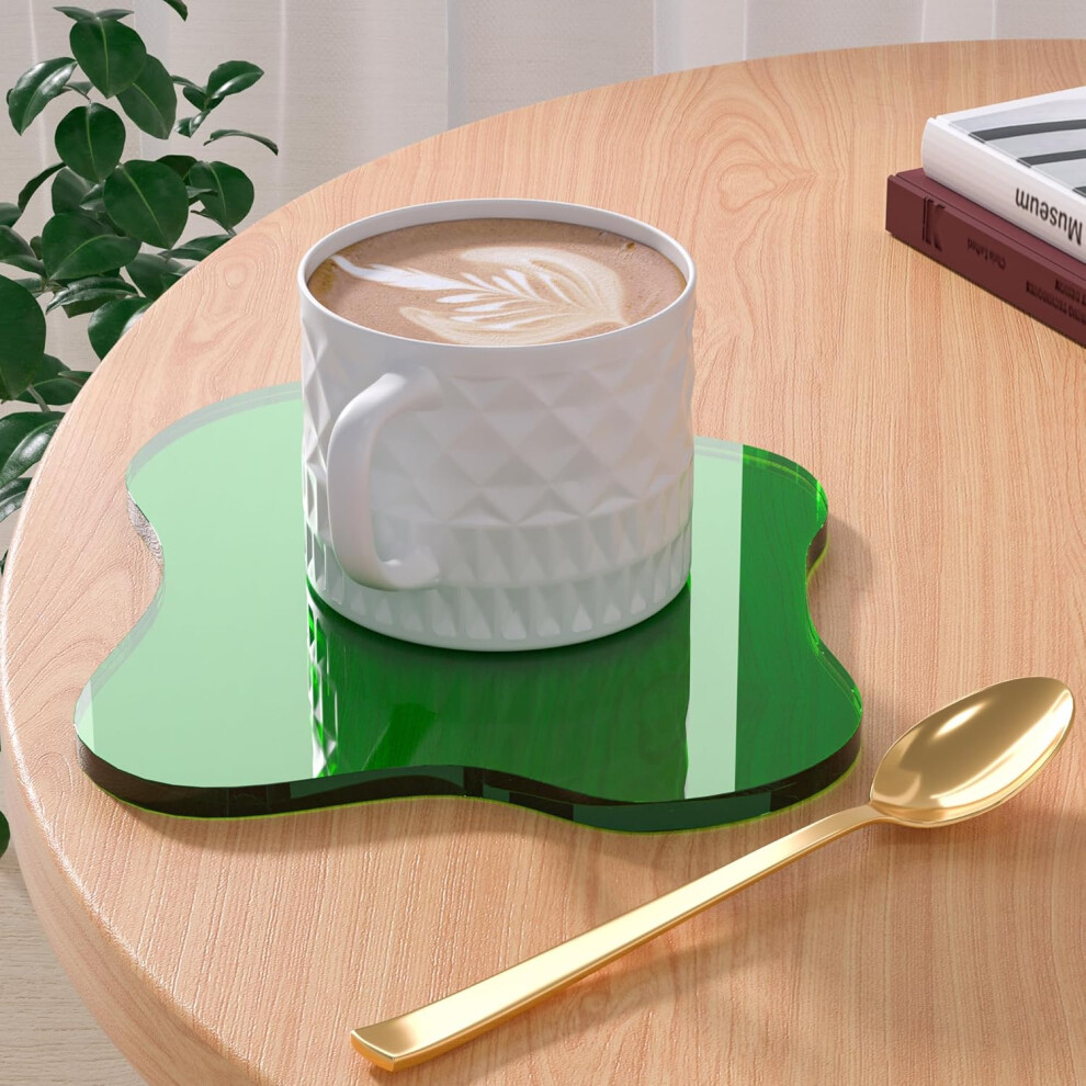 (green) Acrylic coasters and decorative panels, irregular beverage coasters, transparent cloud-shaped coffee cup coasters - ideal choices for desktop-image-OPC-PK5ZS82-NEW