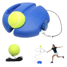 (Blue) Solo Tennis Trainer with Tangle-Free Cord & Non-Slip Base, 6.5cm Practice Ball for Skill Development, Portable for Court Backyard or Indoor Use, All L