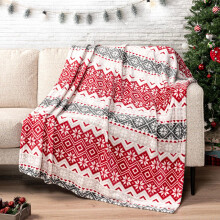 (150×200cm) Christmas Throw Blanket - Holiday Red Fleece with Snowflake Pattern, Soft Plush Warm Blanket for Winter Cabin/Home, 50x60 Inches