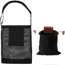 (Black) Large Waxed Canvas Mushroom Bag Set with Mesh Pouch and Adjustable Strap, for Foraging Hunting and Fruit Harvesting, Brown.