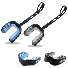 (Blue+Black) 2-Pack Athletic Mouth Guard with Strap for Youth and Adult, Impact Resistant Sports Mouthpiece for Football Hockey Rugby, Multi-Sport