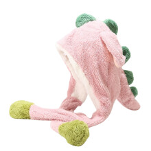 (pink) Women Girls' Funny Dinosaur Hat with Plush Moving Ears - Cute Jumping Beating Cosplay Dress Up Cap(green)