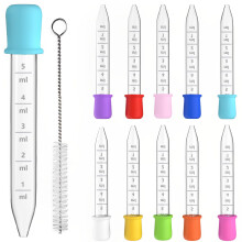 (10PCS) 10-Piece 5ml Mini Liquid Dropper Set, Flexible Tip for Medicine Crafts Candy Making, Assorted Bright Colors