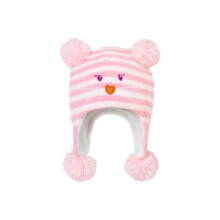 (pink, S) Baby Boys Girls Winter Fleece Lined Knit Hat - Cute Bear Earflap Cap with Pom Poms for Infant Toddler Kids(pink）