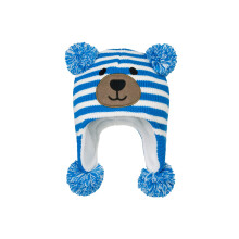 (blue, M) Baby Boys Girls Winter Fleece Lined Knit Hat - Cute Bear Earflap Cap with Pom Poms for Infant Toddler Kids(pink)
