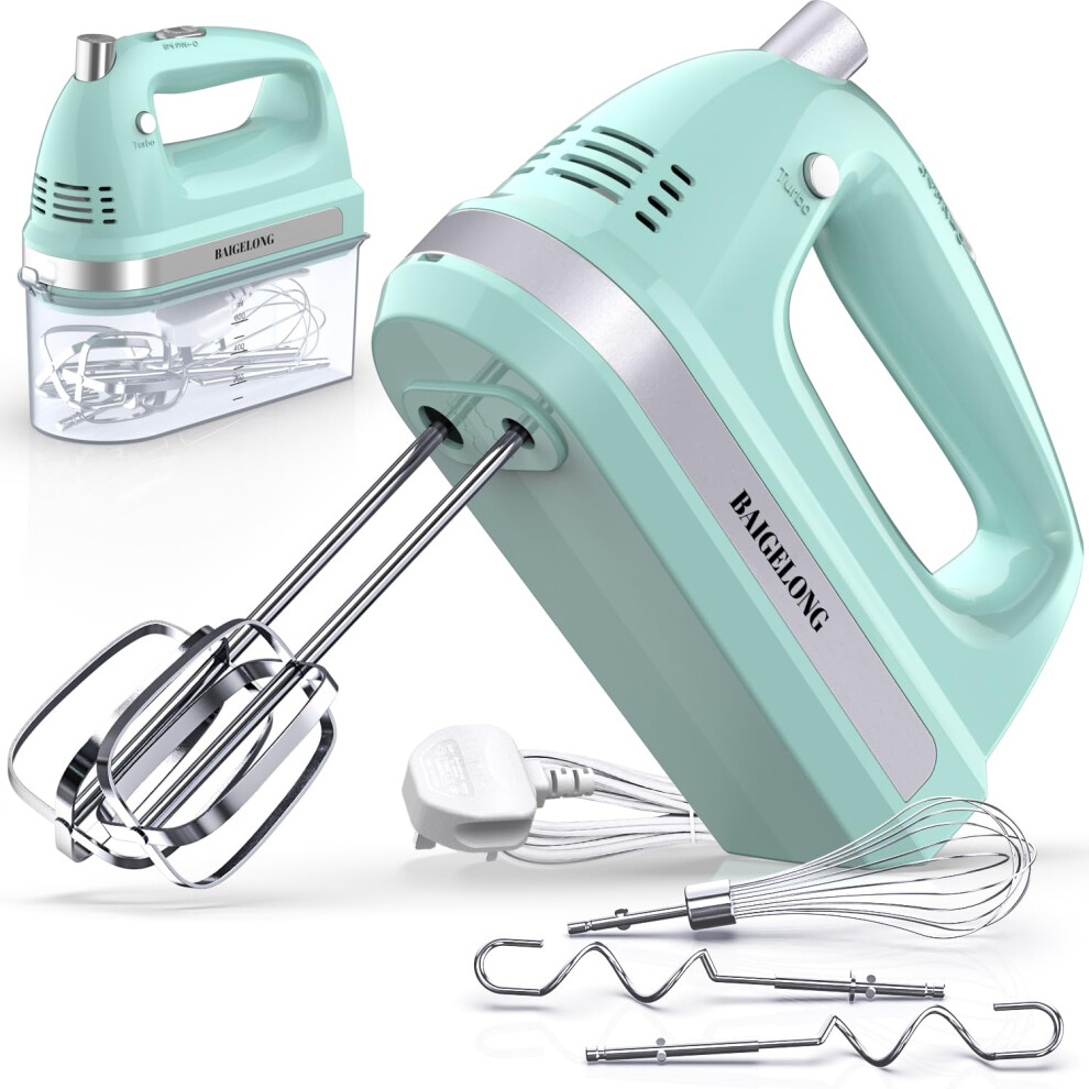 BAIGELONG Hand Electric Mixer 300W Ultra Power Food Kitchen Mixer with 5 SelfControl Speeds  Turbo Boost 5 Stainless Steel Attachments Handheld B-image-OPC-PK5ZSXQ-NEW