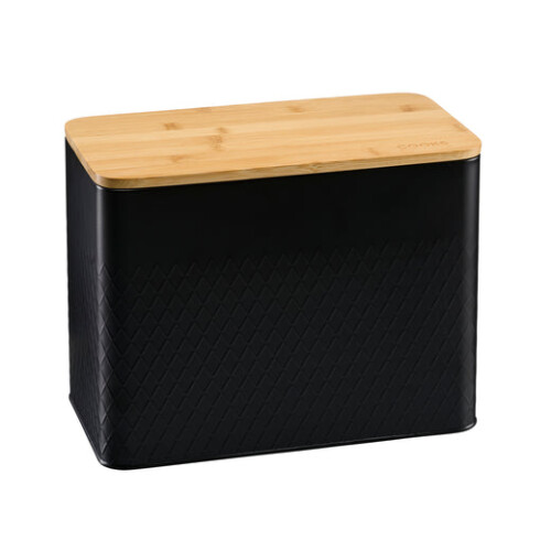 Cooks Professional Cooks Professional Bread Bin, Linen Bag and Bamboo Board Set | Black