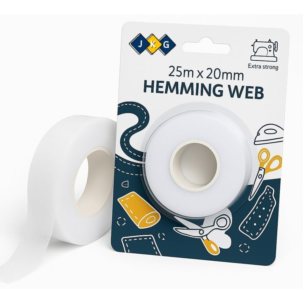 Jkg 25 Meters Iron On Hemming Web Tape Extra Strong Perfect For Ironing Bonding Patching Clothing Fabric Fusing School Badges Trousers Etc N
