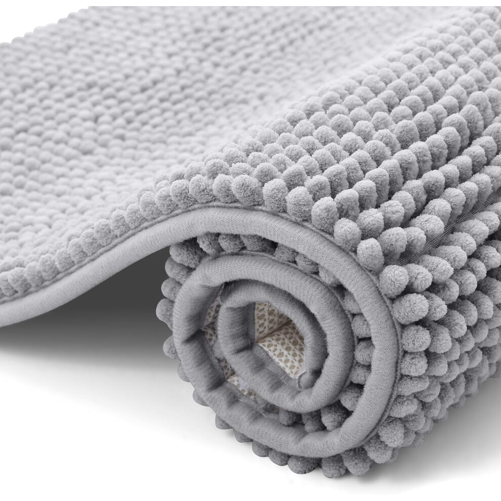 smiry Non Slip Chenille Bath Mat Extra Soft Bathroom Mat Super Absorbent Fluffy Bath Mats for Bathroom MachineWashable Quick Dry Bath Rug Foot Ma