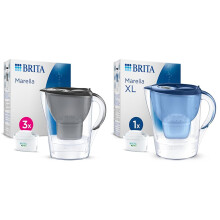 BRITA Marella Water Filter Jug Starter Pack Graphite 24L incl 3x MAXTRA PRO Allin1 cartridge Marella XL Water Filter Jug Blue 35L incl 1x MAXTR