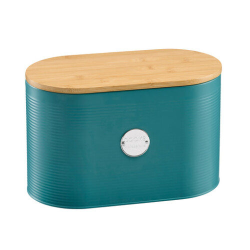 Cooks Professional Cooks Professional Bread Bin, Linen Bag and Bamboo Board Set Teal / Silver