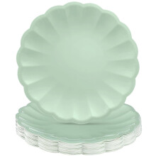 (green) 30 Pcs 9.5 Inch Large Scalloped Paper Plates, Disposable Plates with Shell Edge - Cream Color, Ideal for Birthday, Wedding & Party Decorations