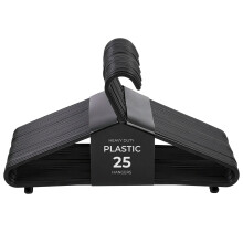 Roe Tenpo Coat Hangers 25 Pack Black Adult Plastic Clothes Hangers for Clothes Durable Lightweight NonSlip SpaceSaving Design for Shirts Jack