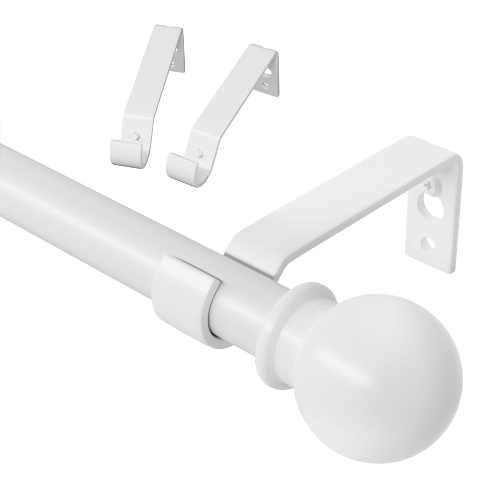 Curtain Poles White Curtain Pole for Eyelet Curtains 80 to 122 cm Small Voile Curtain Rod for Door with Brackets 16mm Diameter Thin Metal Adjusta-image-OPC-PK5ZTKS-NEW
