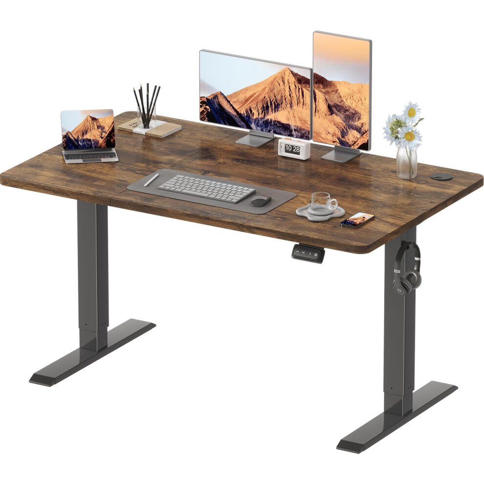 Devoko Electric Standing Desk 120X60cm Sit Stand Table Height Adjustable Desk With Backpack Hook And Memory Smart Pannel Home Office With Splice