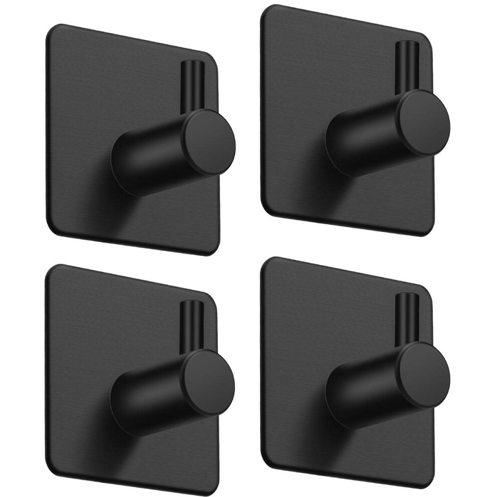 Aikzik Self Adhesive Hooks 4 Stick On Hooks Stainless Steel For Heavy Duty Waterproof Strong Sticky For Hanging Towels And Coats In Bathroom Tea