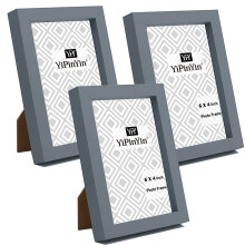 6 x 4 Inch Photo Frame Set of 3 Grey Boxed Garllery Picture Frames 4 x 6 3Pack With Safe Perspex Window for Tabletop or WallmountedOxford Modern