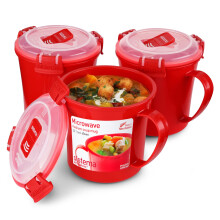 Sistema Microwave Soup Mugs  656 ml  Microwave Food Containers with Steam Release Vents  BPAFree  Red  3 Count – This product is designed with pr