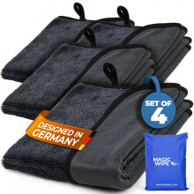 MAGIC WIPE Bathroom Drying Cloth XXL 4 Pack 40 x 60 cm Original All Purpose Microfibre Cleaning Cloth Streak Lint Free Cloth Premium Quality