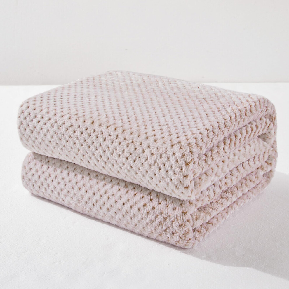 Exclusivo Mezcla Queen Size Fleece Bed Blanket 230x230 CM Soft Jacquard Weave Waffle Pattern Blankets for Bed Settees Mixed Camel – This product