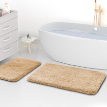 wyewye Microfibre Bath Mats 2cm Super Thick Bath Rugs Super Absorbent Bathroom Rugs 50x80cm and 40x60cm Camel – This product is designed with pre