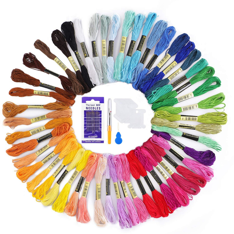 Auervo Embroidery Threads 50 Skeins Per Pack Embroidery Flosscross Stitch Threads，Friendship Bracelets Floss，Crafts Floss Rainbow Color With Free
