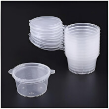 Concept4u Reusable Plastic Pots  Round Plastic Food Containers  Small Sauce Pots with Lids  Sauce Cups Take Away  1oz 30ml 50 Pack – This product