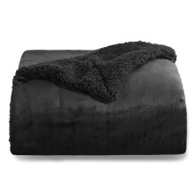 Bedsure Sherpa Fleece Throw Blanket Thick and Warm Fluffy Microfiber Solid Soft Blankets for Bed and Couch DoubleTwin Size Black 150x200cm – Th