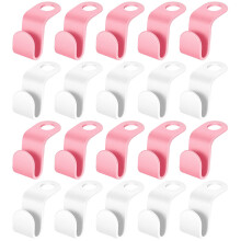 Medo 40 Pcs Clothes Hanger Connector Hooks Pink and White Hanger Connector Hooks Super Space Saving Hook for Clothes Hangers Garderobe Closet War