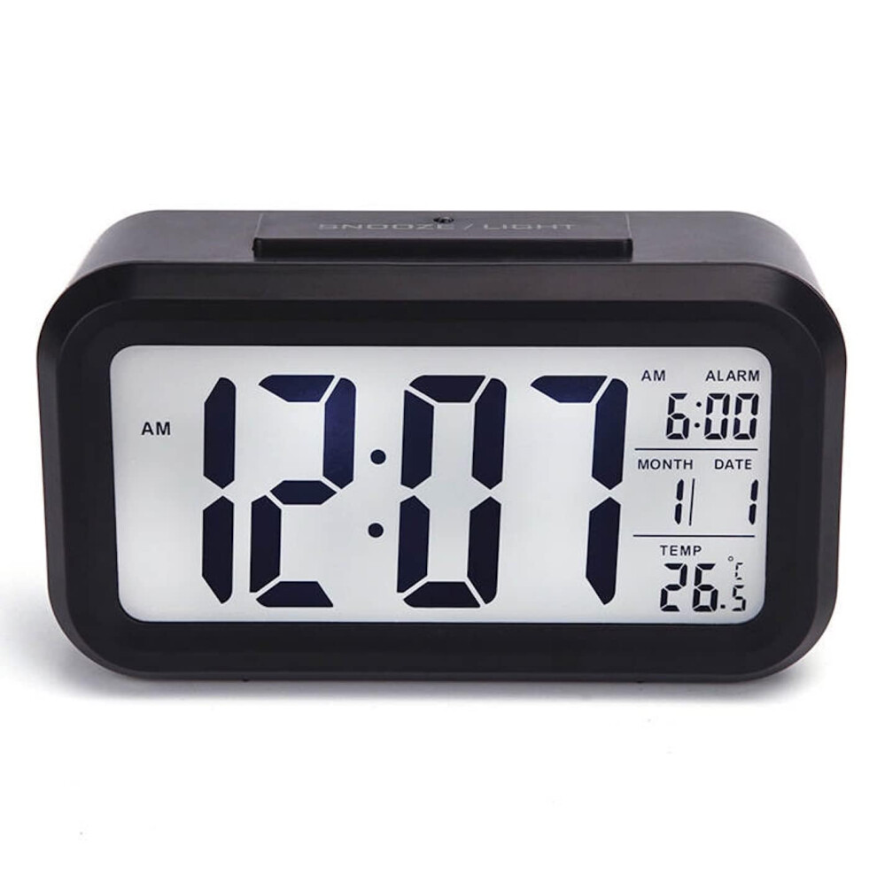 Dtl Digital Alarm Clock Led Display With Temperature Big Lcd Digit Display Larger Lcd Backlit Display Snooze Smart Brightness Sensor For Bedroom