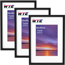 wyewye 30x40 cm Picture Frames 3 Pack Wood Acrylic Not Glass 30x40 cm Photo Frame with 20x287 cm mount for Print Certificate Photo Only Hang on t