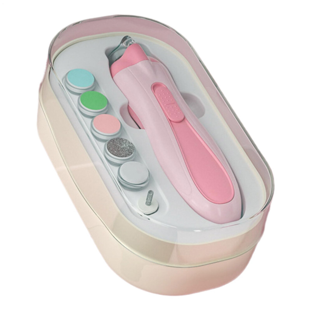 Electric Baby Nail File, Baby Nail Trimmer with LED Light, Anti-Pinch Battery Nail Clipper for Daily Child Care in Pink
