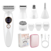 5-in-1 Intimate Shaver, Electric Waterproof Shaver with USB Charging, 5 Attachments for Face, Legs, Armpits, Bikini Area