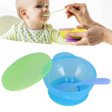 Mikrowellen- und spülmaschinenfeste Baby-Essens-Set mit starkem Saugnapf, Blau