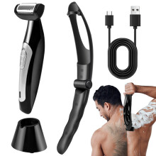 Men's Electric Back Razor with Extended Handle, Wet and Dry Use, Ergonomic Design, Full Body Hair Remover