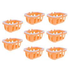 8-Piece Mini Shopping Basket Toy Set - Orange Storage Baskets for Kids Supermarket Play with Food Accessories