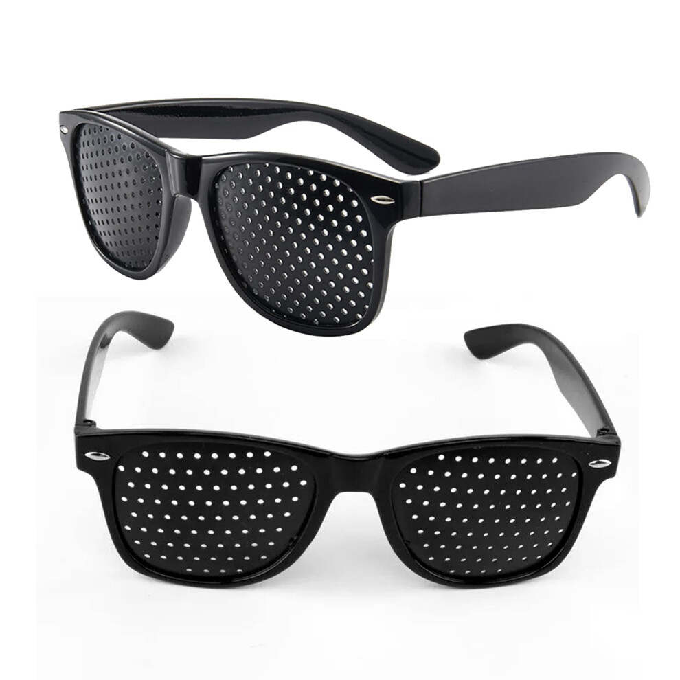 Black Pinhole Glasses for Eye Training and Relaxation - Comfortable Anti-Fatigue Grid Glasses, Pack of 2
