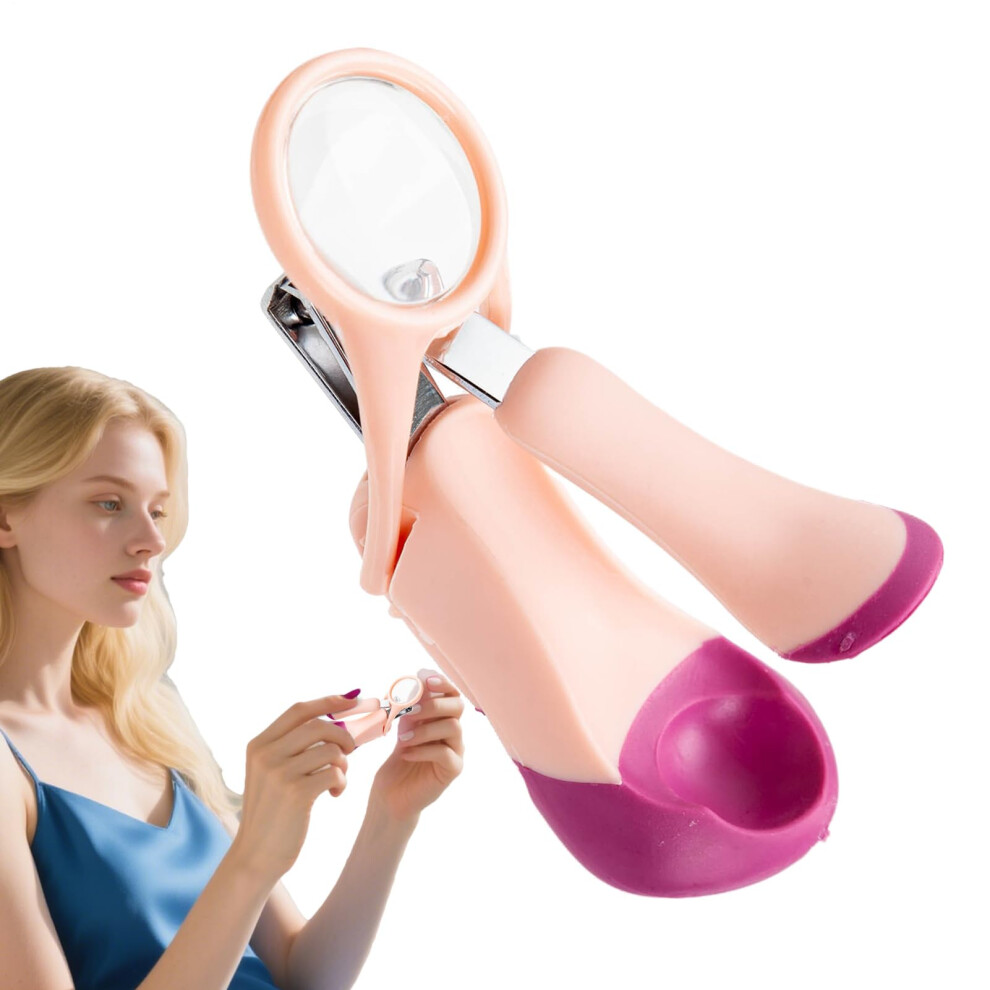 Children's Nail Clippers With Magnifying Glass, Stainless Steel Nail Scissors For Precise Fingernail And Toenail Care, Pink