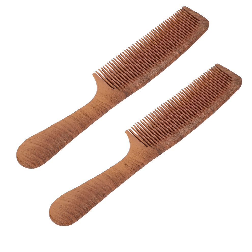 2 Pcs Wooden Anti Static Comb Wood Grain Prevent