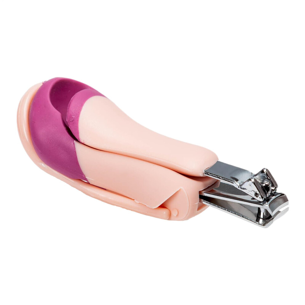 Pink Nail Clipper With Magnifying Glass, Stainless Steel Nail Scissors For Fingernails And Toenails, For Family And Kids