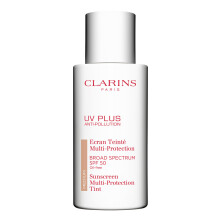 Clarins NOVO UV Plus Antipoluio Amplo Espectro FPS 50 Protetor Solar Facial Colorido | Acabamento transparente | Leve e sem leo | Proteo tri