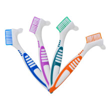 4 Pieces Double-Sided Denture Cleaning Brushes with Multi-Layer Bristles for Easy Denture Care and Ergonomic Design